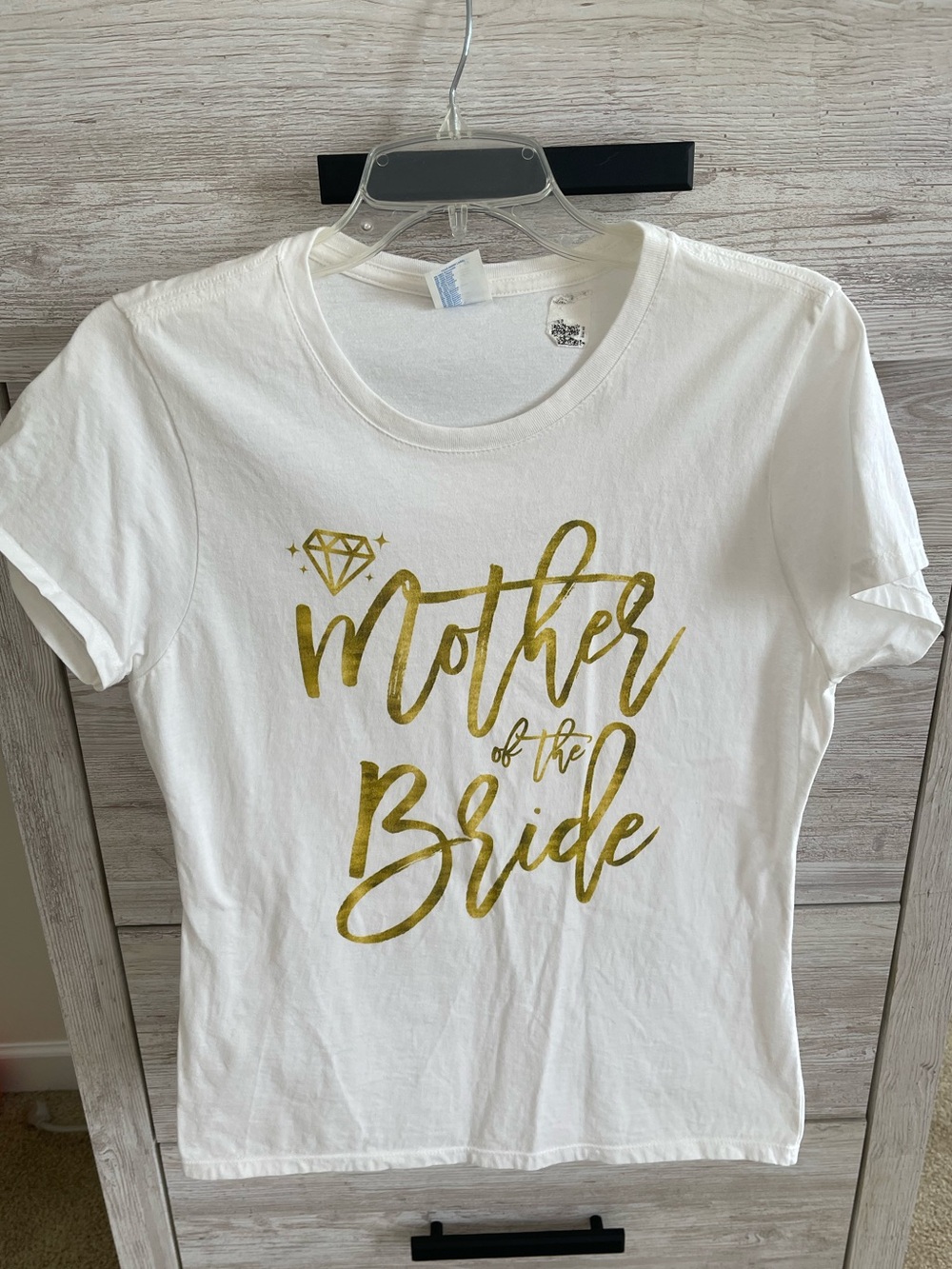 Mother of the Bride T‑Shirt in White with Gold Script short sleeve tee wedding!